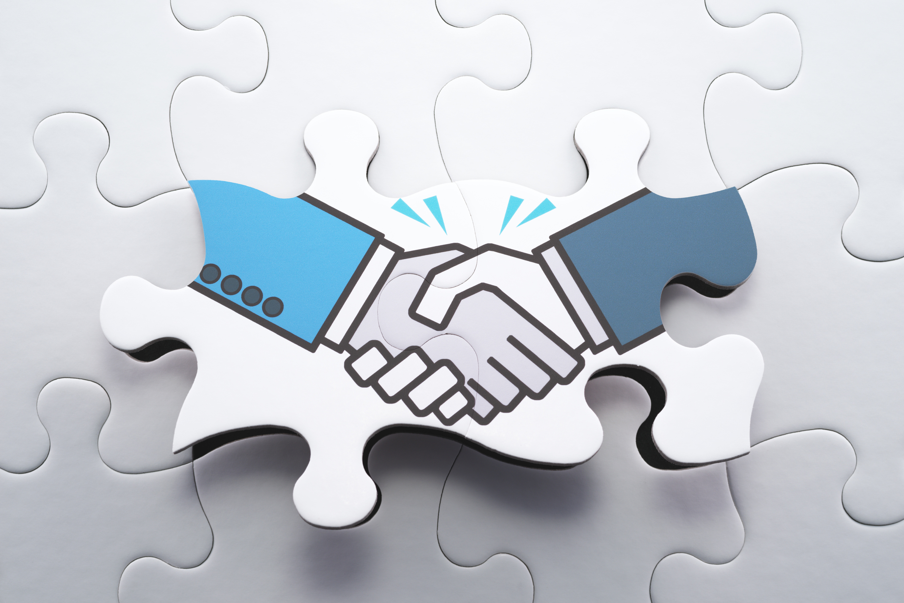 Agreement, consensus building and strategic partnership concept.